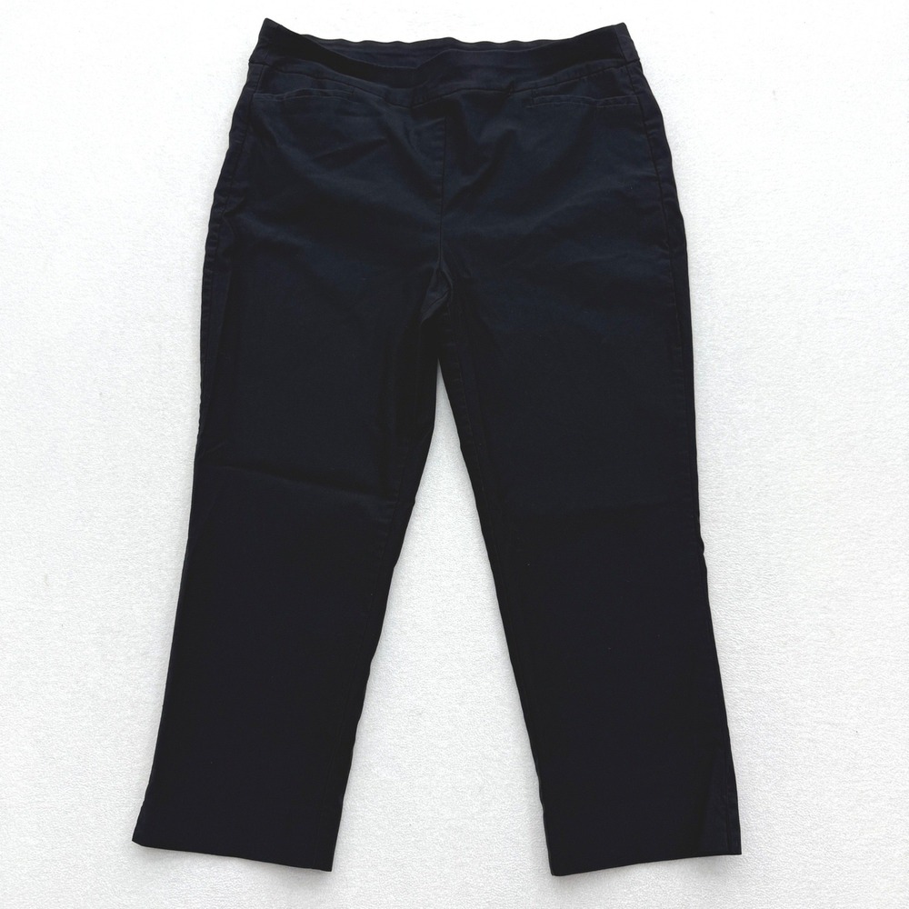 Chicos Black Pull On Straight Leg Pants Women Size 3 US Size 16 Casual Comfort